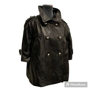 INC International Concepts Double Breasted Black Leather Jacket SZXL